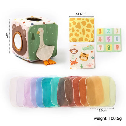 Caja Sensorial de Pañuelos – Animales (Tela)