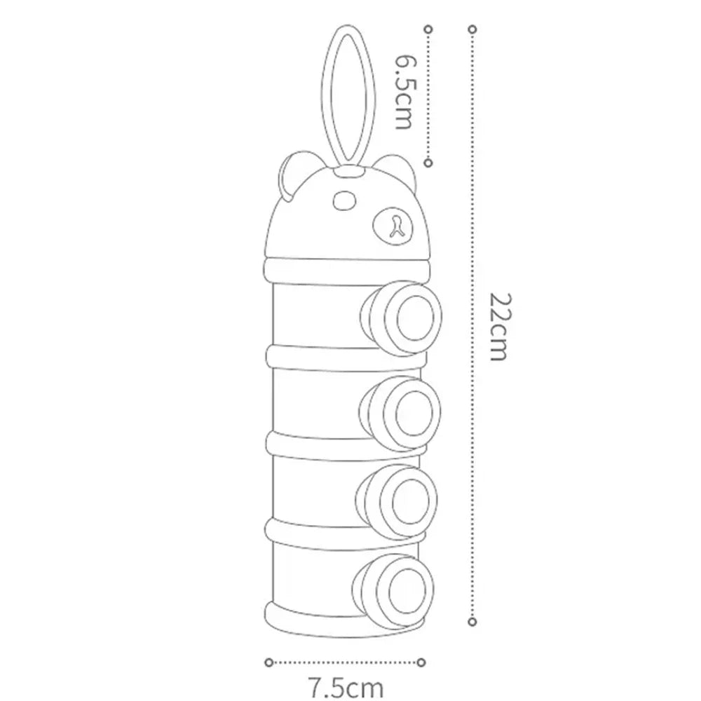 Caja de leche en polvo portátil estilo oso de 4 capas