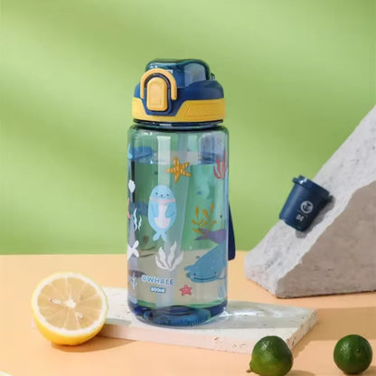 Botella Infantil Reutilizable 600 ml con Pajita de Silicona