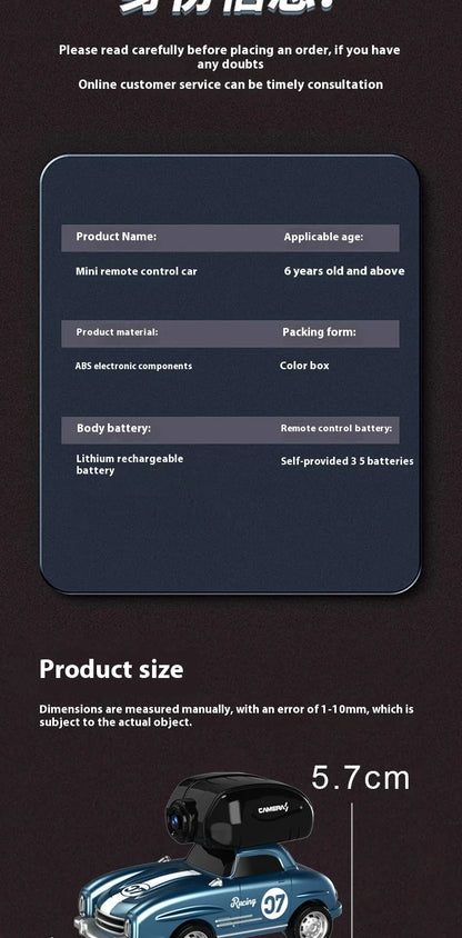 Mini coche de carreras con Control remoto RC, cámara de transmisión en tiempo Real, 2,4G