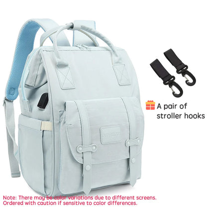 Mochila Impermeable de pañales con ganchos para cochecito