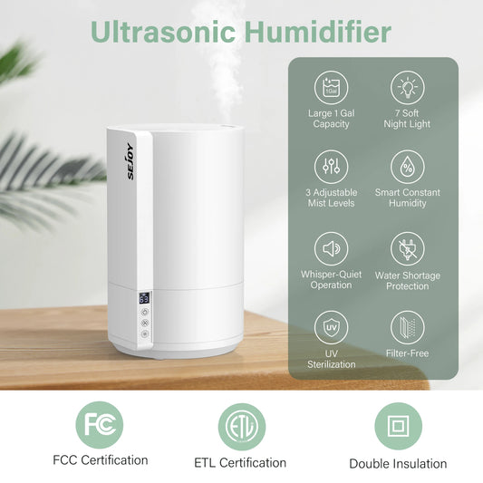 Humidificador silencioso ultrasónico, para bebés y niños con iluminación LED