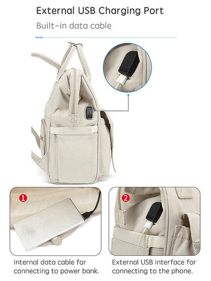 Mochila Impermeable de pañales con ganchos para cochecito