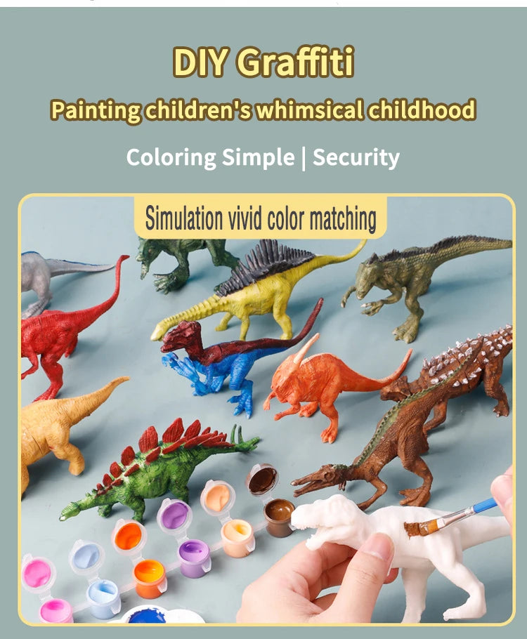 Kit de pintura de dinosaurios DIY sin pintar, juguetes de modelos en blanco para niños de más de 3 años