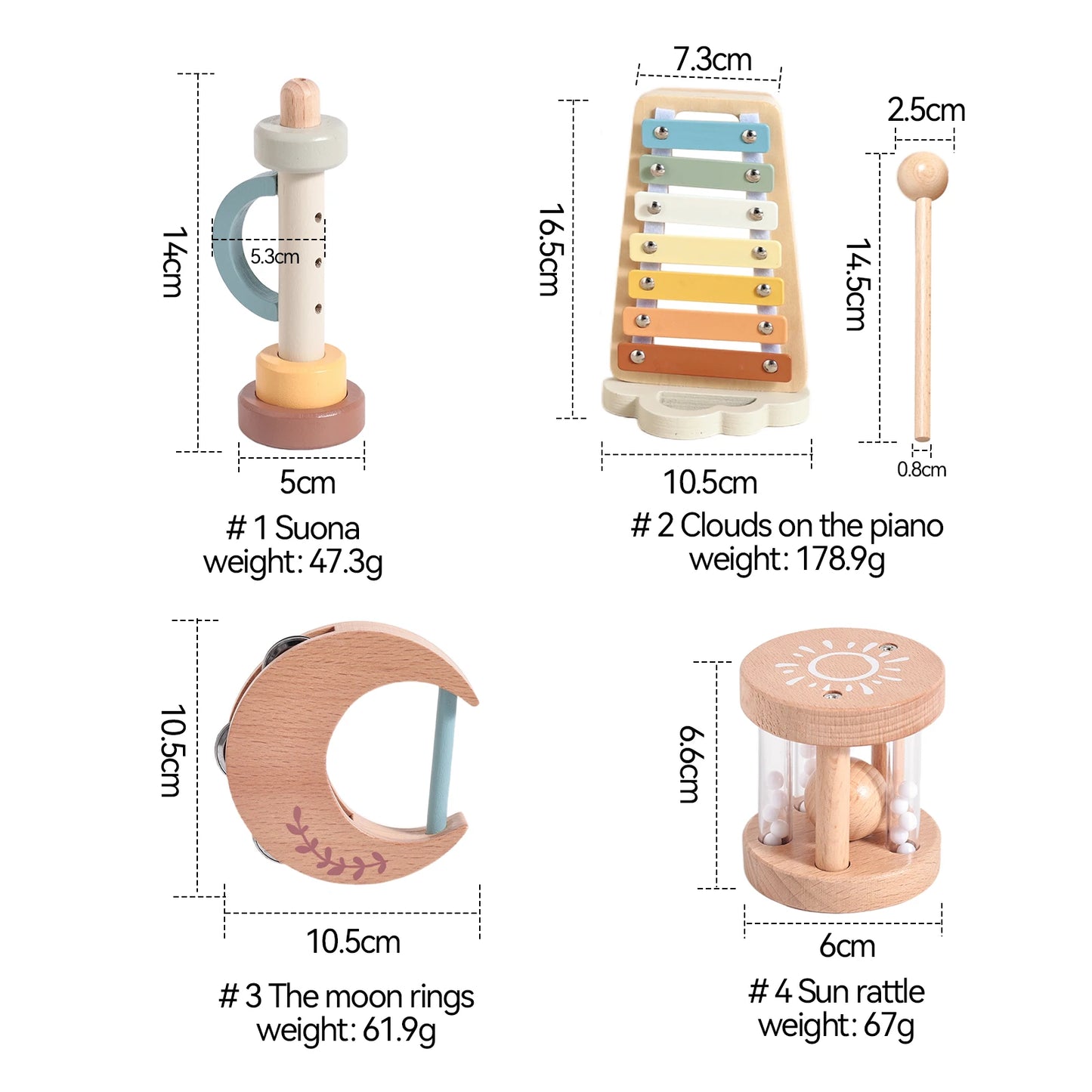 Instrumentos musicales de madera para bebés