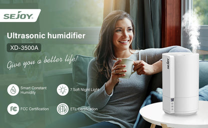 Humidificador silencioso ultrasónico, para bebés y niños con iluminación LED