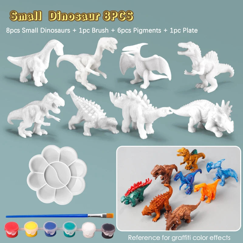 Kit de pintura de dinosaurios DIY sin pintar, juguetes de modelos en blanco para niños de más de 3 años
