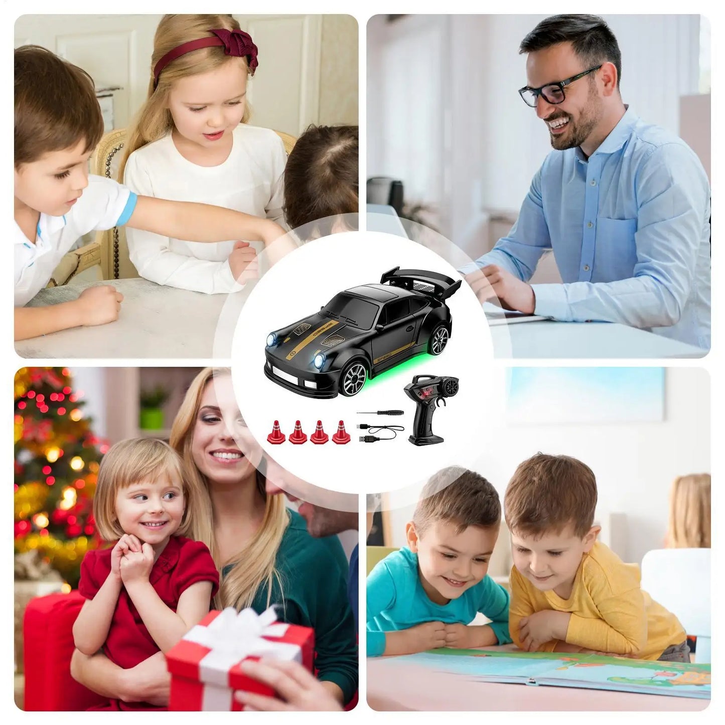 Coche de carreras eléctrico RC 1:64 4WD, juguete de derrape realista, vehículo de carreras ergonómico, juguetes para niños, regalo de Navidad