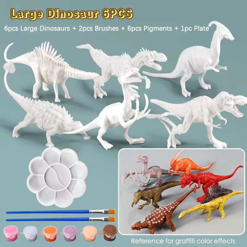 Kit de pintura de dinosaurios DIY sin pintar, juguetes de modelos en blanco para niños de más de 3 años
