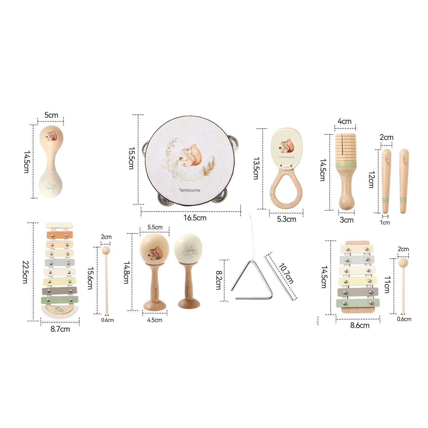 Instrumentos musicales de madera para bebés