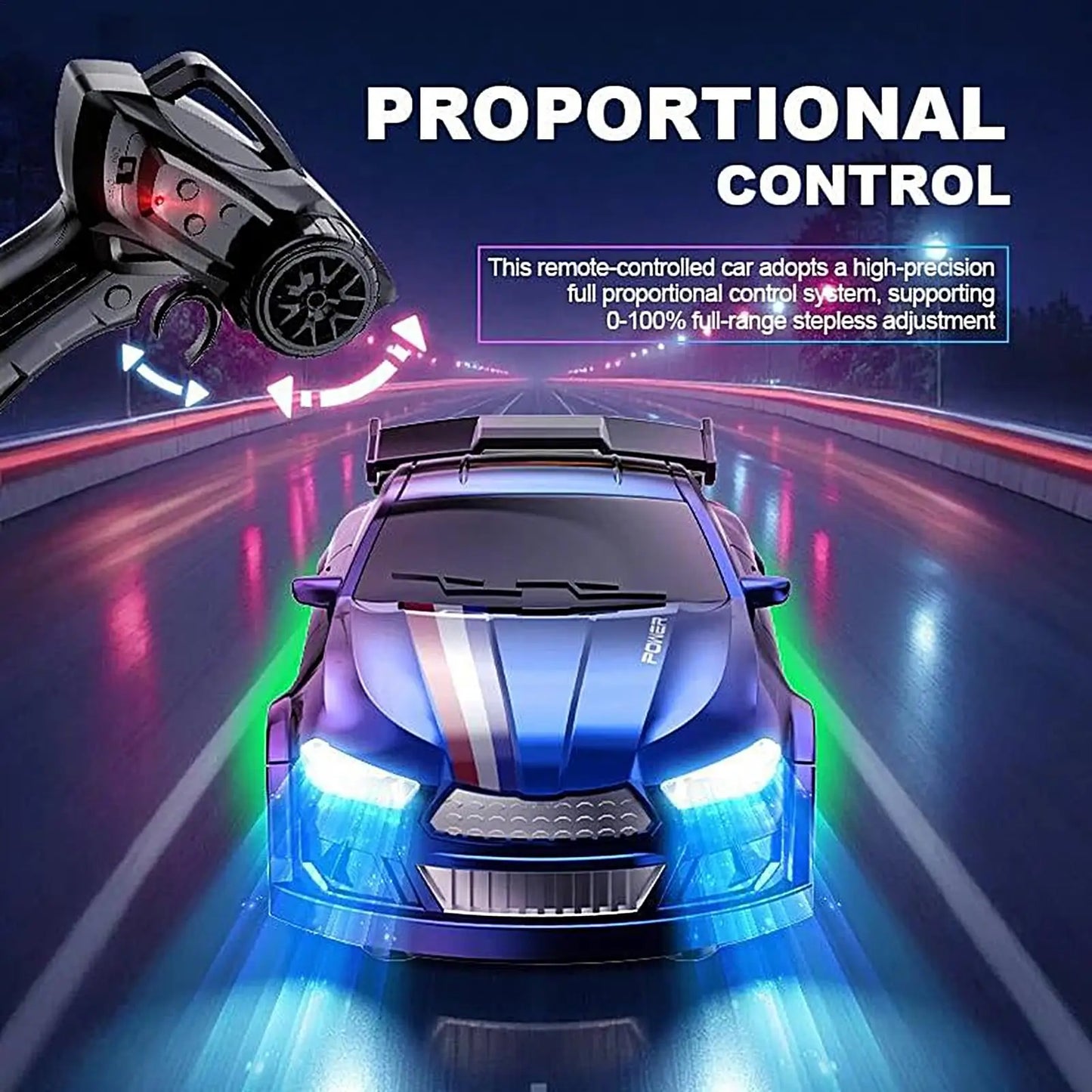 Coche de carreras eléctrico RC 1:64 4WD, juguete de derrape realista, vehículo de carreras ergonómico, juguetes para niños, regalo de Navidad