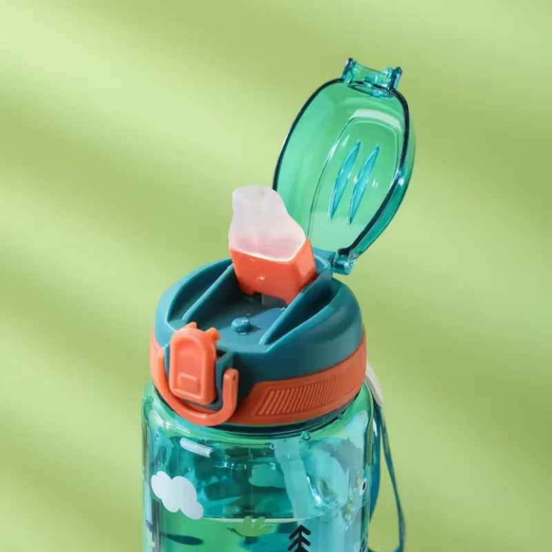 Botella Infantil Reutilizable 600 ml con Pajita de Silicona