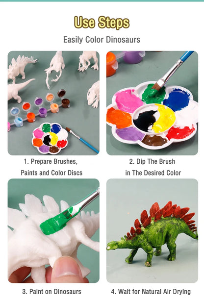 Kit de pintura de dinosaurios DIY sin pintar, juguetes de modelos en blanco para niños de más de 3 años