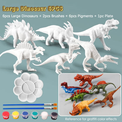 Kit de pintura de dinosaurios DIY sin pintar, juguetes de modelos en blanco para niños de más de 3 años