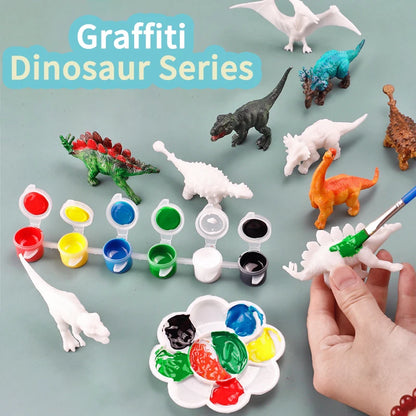 Kit de pintura de dinosaurios DIY sin pintar, juguetes de modelos en blanco para niños de más de 3 años