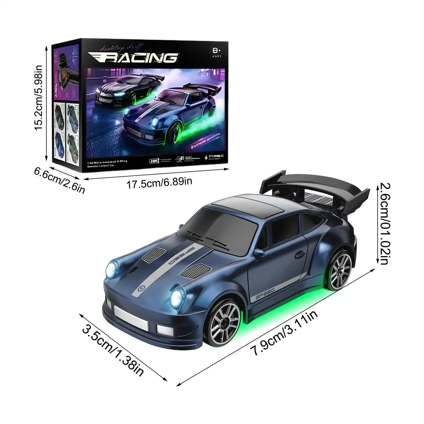 Coche de carreras eléctrico RC 1:64 4WD, juguete de derrape realista, vehículo de carreras ergonómico, juguetes para niños, regalo de Navidad