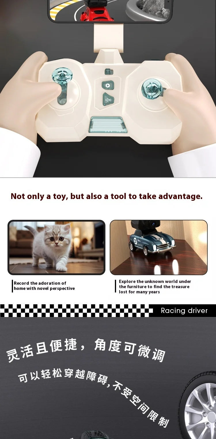 Mini coche de carreras con Control remoto RC, cámara de transmisión en tiempo Real, 2,4G