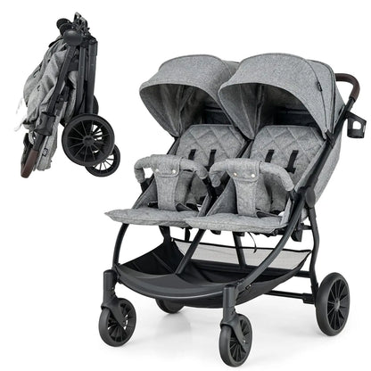 Cochecito Doble Plegable (0–3 años) – Gris