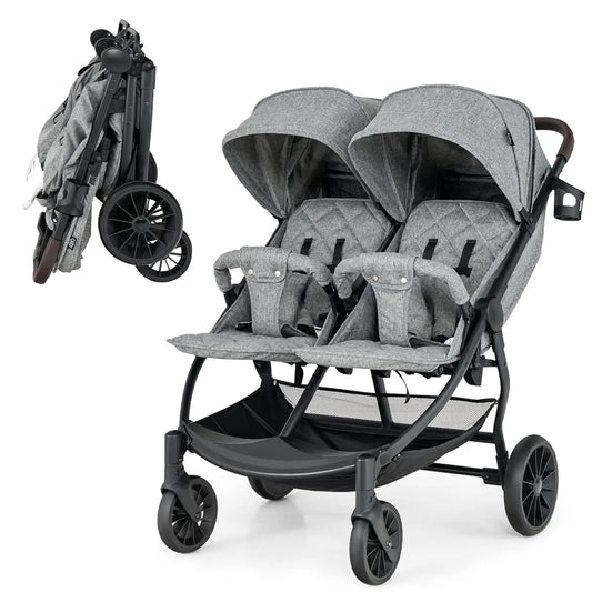 Cochecito Doble Plegable (0–3 años) – Gris