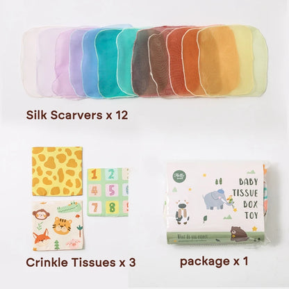 Caja Sensorial de Pañuelos – Animales (Tela)