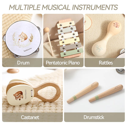 Instrumentos musicales de madera para bebés