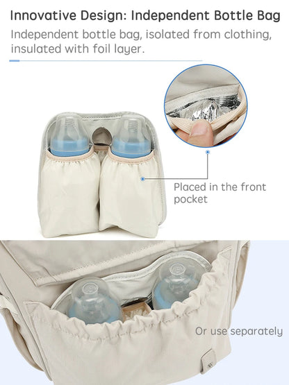 Mochila Impermeable de pañales con ganchos para cochecito