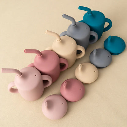 Taza de Silicona 2-en-1 con Pajita y Tapa Snack (150 ml)