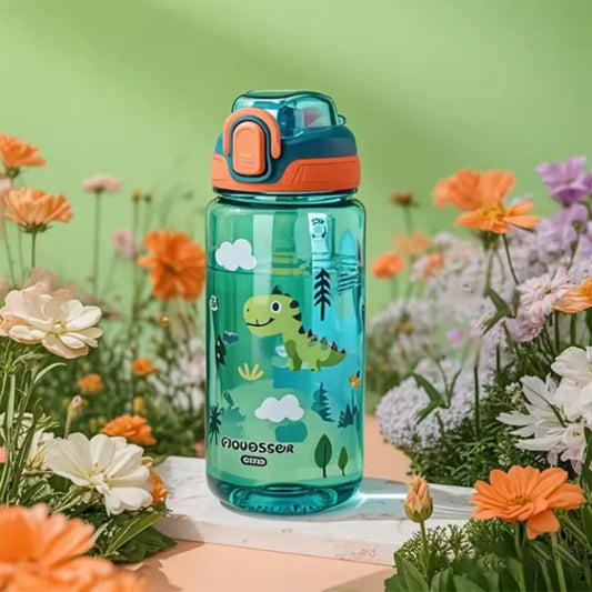 Botella Infantil Reutilizable 600 ml con Pajita de Silicona