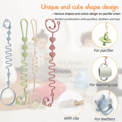Cadena Ajustable de Silicona para Chupete (4 uds)