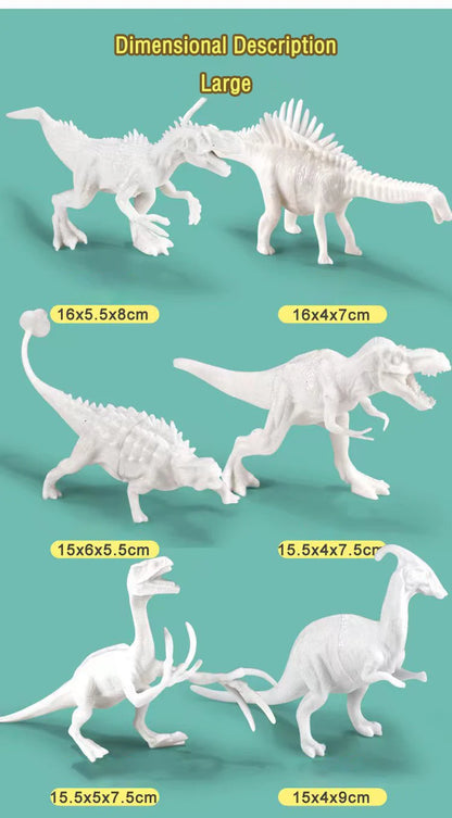 Kit de pintura de dinosaurios DIY sin pintar, juguetes de modelos en blanco para niños de más de 3 años