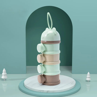 Caja de leche en polvo portátil estilo oso de 4 capas