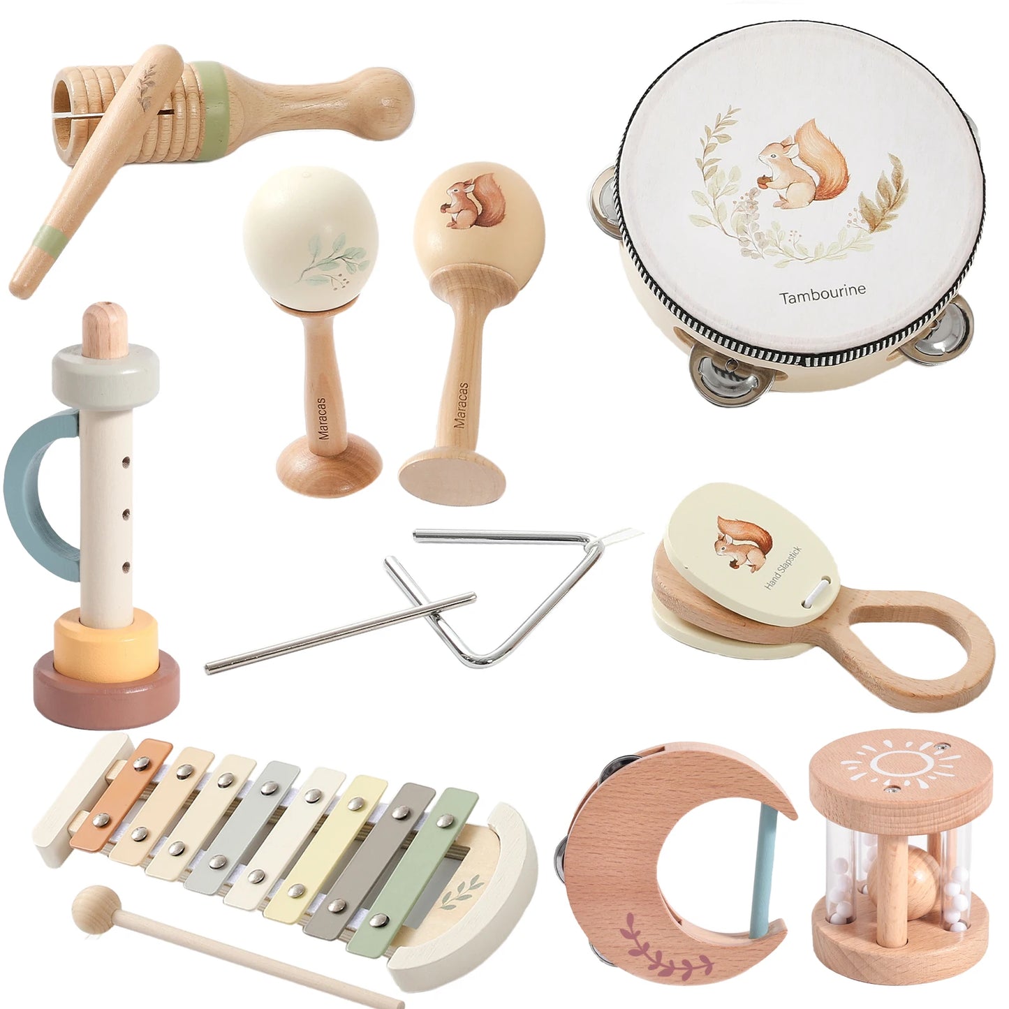 Instrumentos musicales de madera para bebés