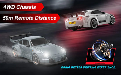 Nuevo coche de derrape RC 4WD, coche de Control remoto a escala 1:24 con luces LED, 2,4 GHz, 20 KM/H, neumáticos a la deriva para coche teledirigido, vehículo deportivo de carreras de juguete