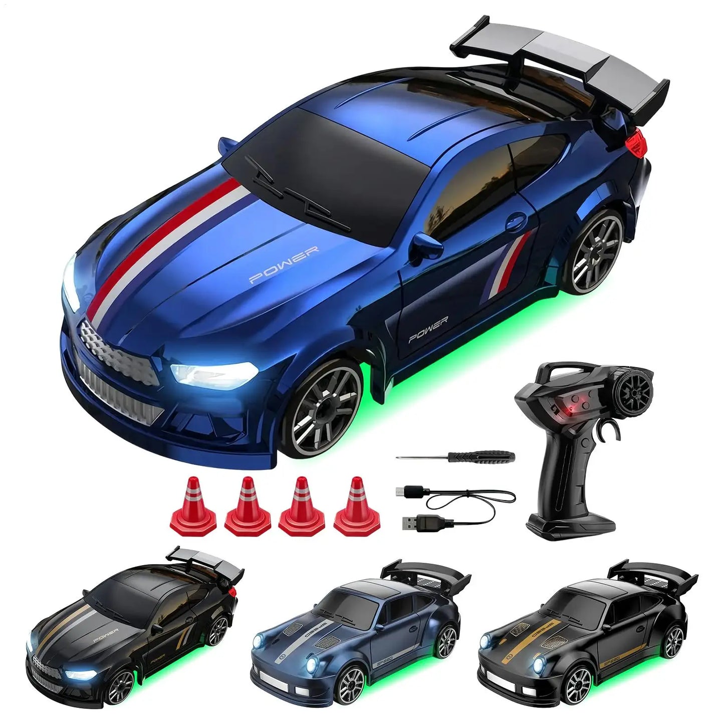 Coche de carreras eléctrico RC 1:64 4WD, juguete de derrape realista, vehículo de carreras ergonómico, juguetes para niños, regalo de Navidad